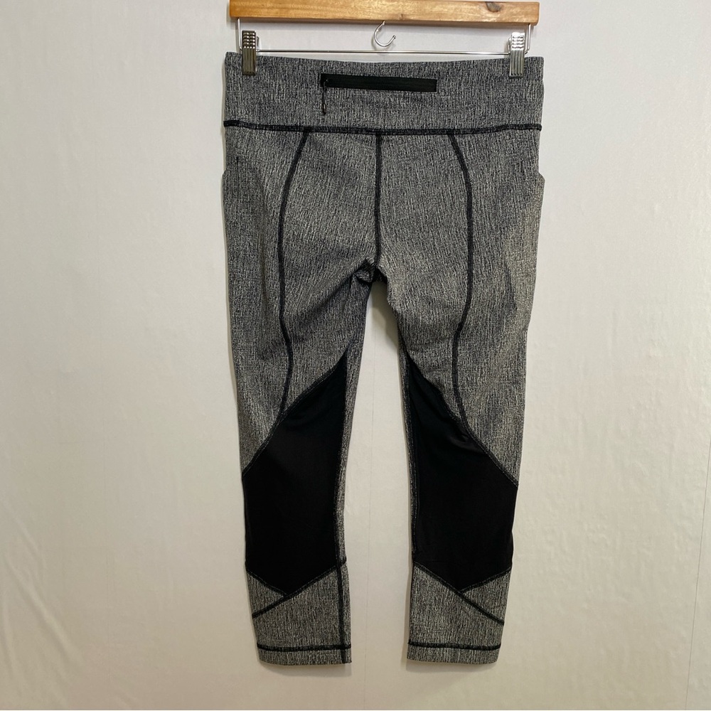 Lululemon Pace Rival Crop Cross Hatch Legging Grey Black Size 8 Yoga Athleisure - Picture 5 of 12